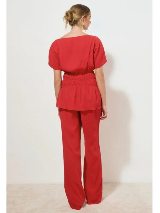 NWT MON RENN LOTUS TOP ROSE RED - Picture 4 of 5